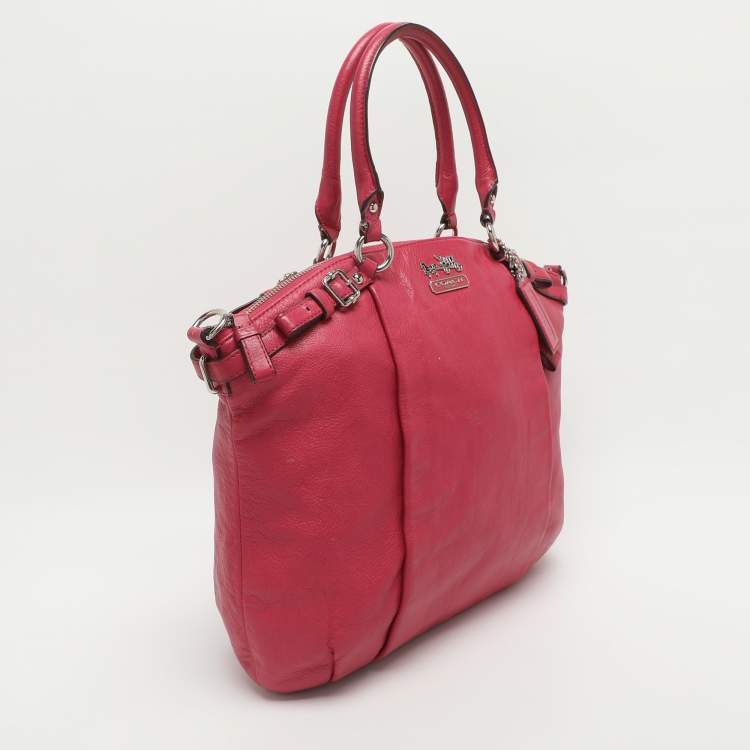 Pre Owned Coach Madison Lindsey Pink Leather Satchel