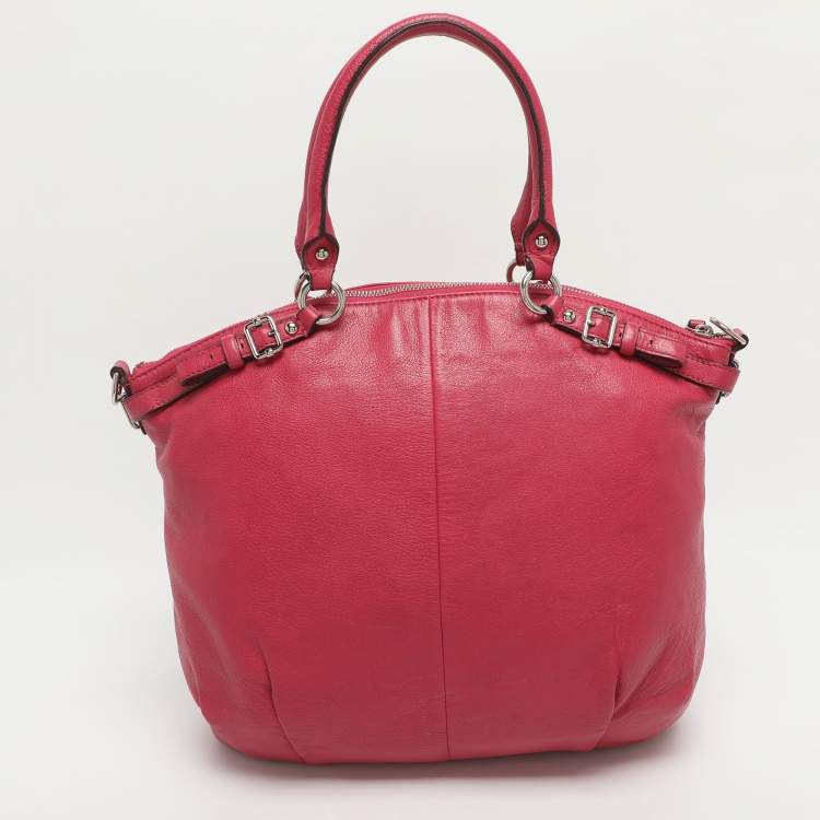 Pre Owned Coach Madison Lindsey Pink Leather Satchel