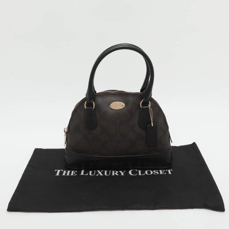 Pre Owned Coach Cora Dome Brown Signature Coated Canvas and Leather Satchel