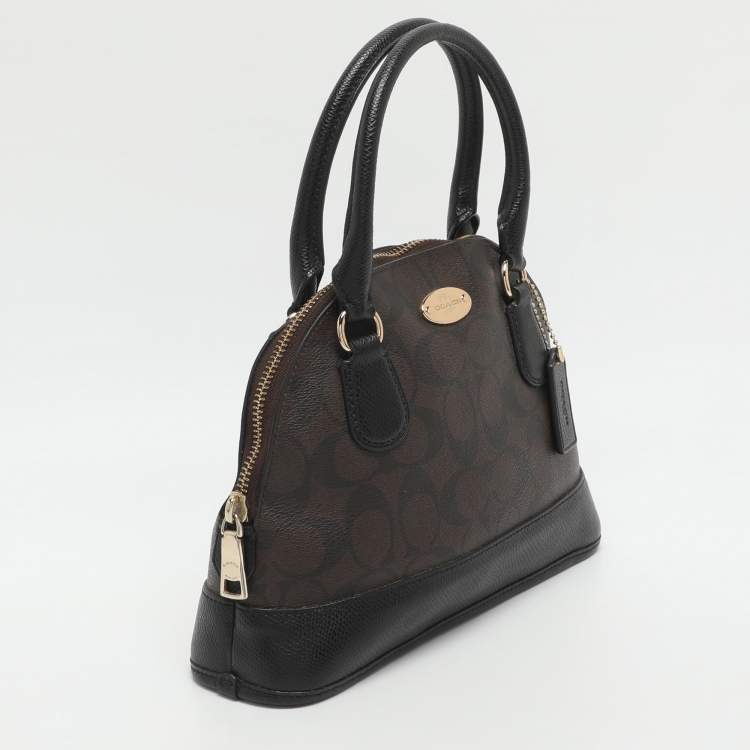 Pre Owned Coach Cora Dome Brown Signature Coated Canvas and Leather Satchel