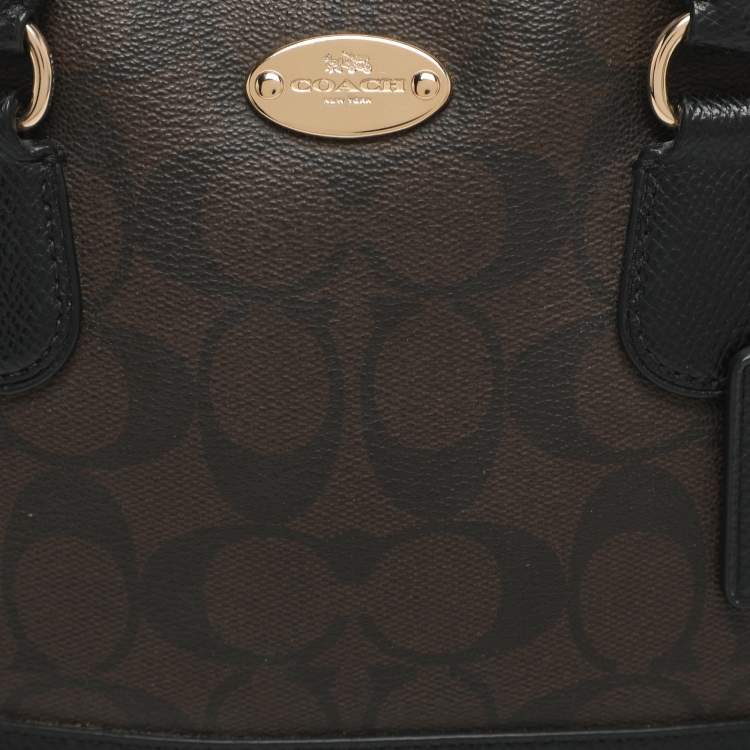 Pre Owned Coach Cora Dome Brown Signature Coated Canvas and Leather Satchel