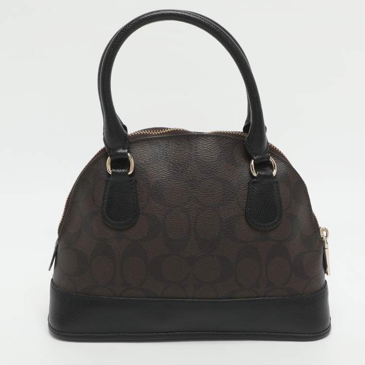 Pre Owned Coach Cora Dome Brown Signature Coated Canvas and Leather Satchel