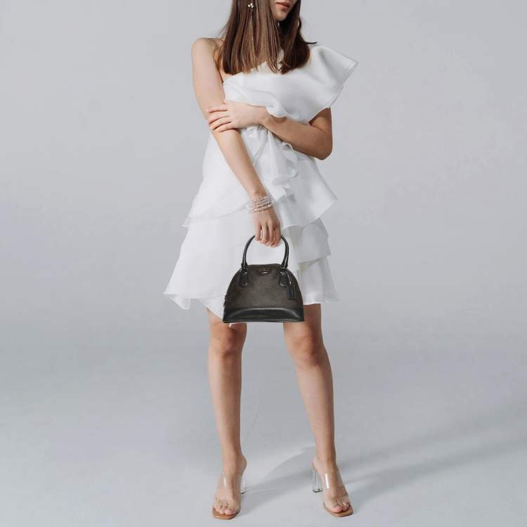 Pre Owned Coach Cora Dome Brown Signature Coated Canvas and Leather Satchel