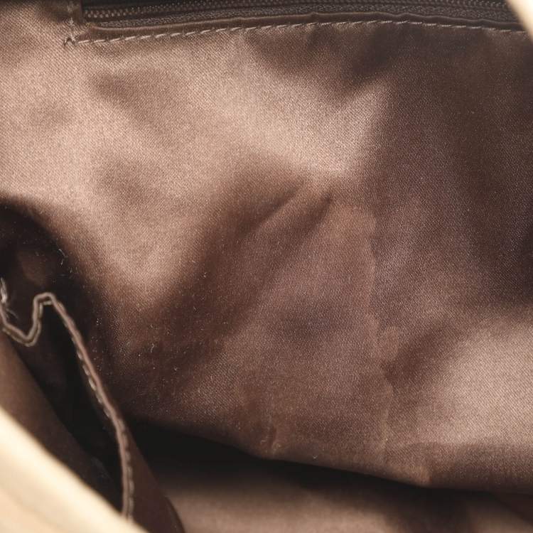 Pre Owned Coach Brooke Beige/Brown Signature Satin and Leather Hobo