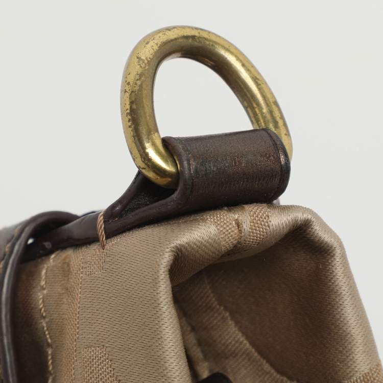 Pre Owned Coach Brooke Beige/Brown Signature Satin and Leather Hobo