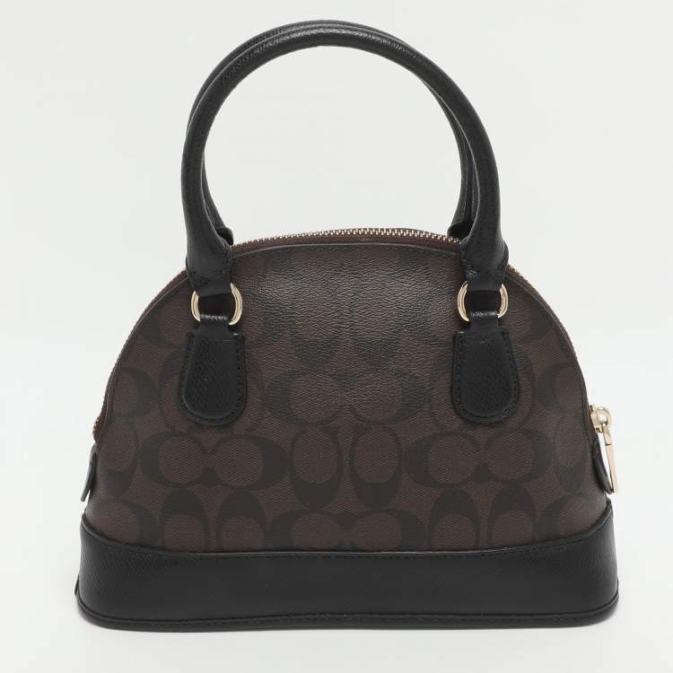 Pre Owned Coach Cora Dome Brown Signature Coated Canvas and Leather Satchel