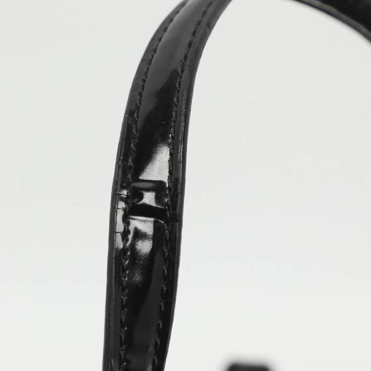 Pre Owned Coach Poppy Grey/Black Canvas and Patent Leather East West Satchel