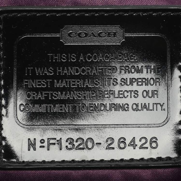 Pre Owned Coach Poppy Grey/Black Canvas and Patent Leather East West Satchel