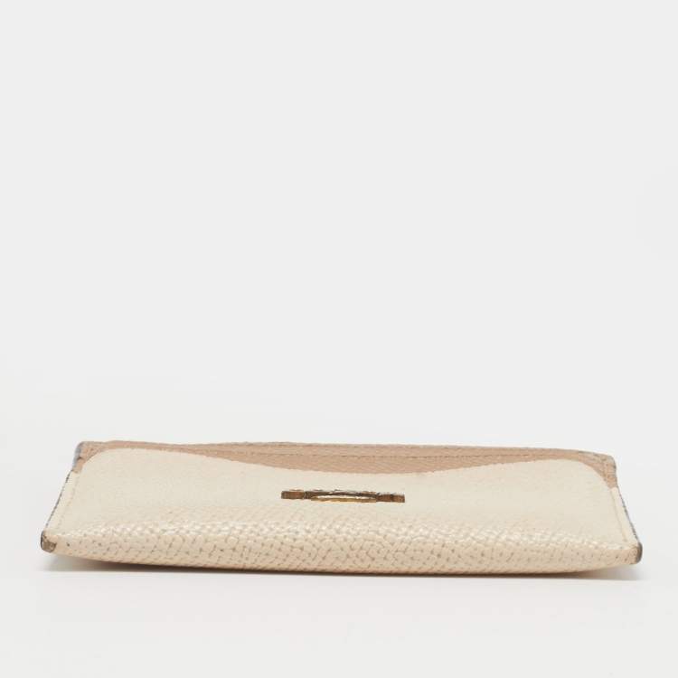 Pre Owned Coach Colorblock Beige Leather Card Holder