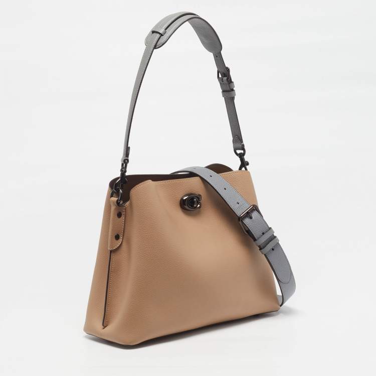 Pre Owned Coach Willow Beige/Grey Leather Bucket Bag