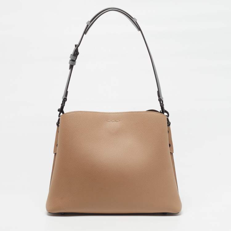 Pre Owned Coach Willow Beige/Grey Leather Bucket Bag