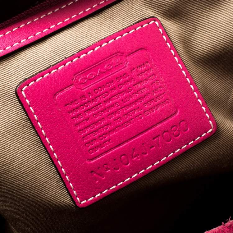 Pre Owned Coach Pink Canvas and Suede Satchel
