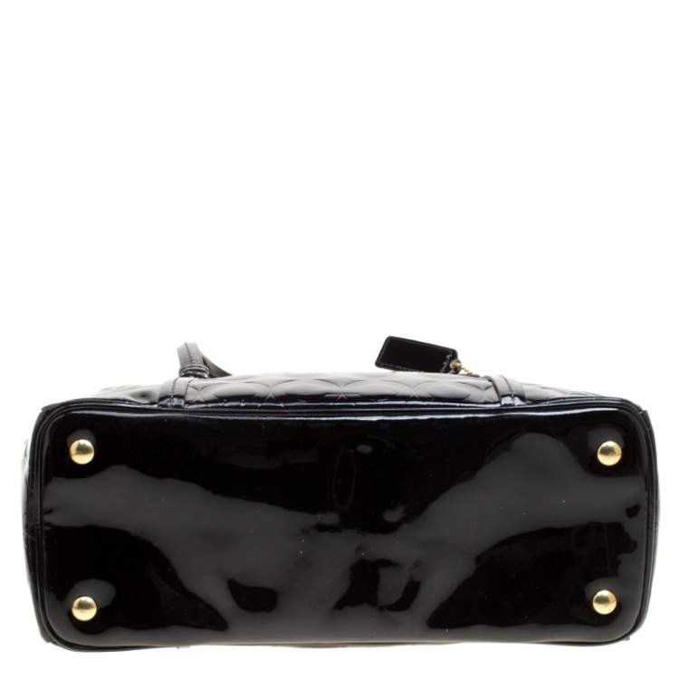 Pre Owned Coach Black Patent Leather Peyton Op Art Double Zip Satchel