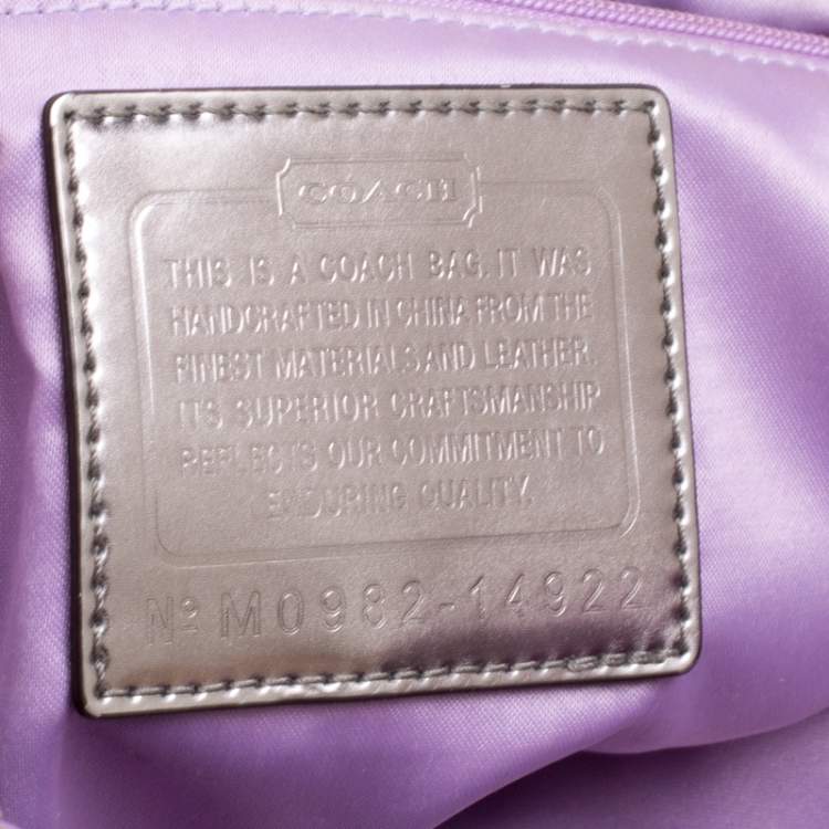 Pre Owned Coach Beige/Lilac Signature Canvas Poppy Glam Tote