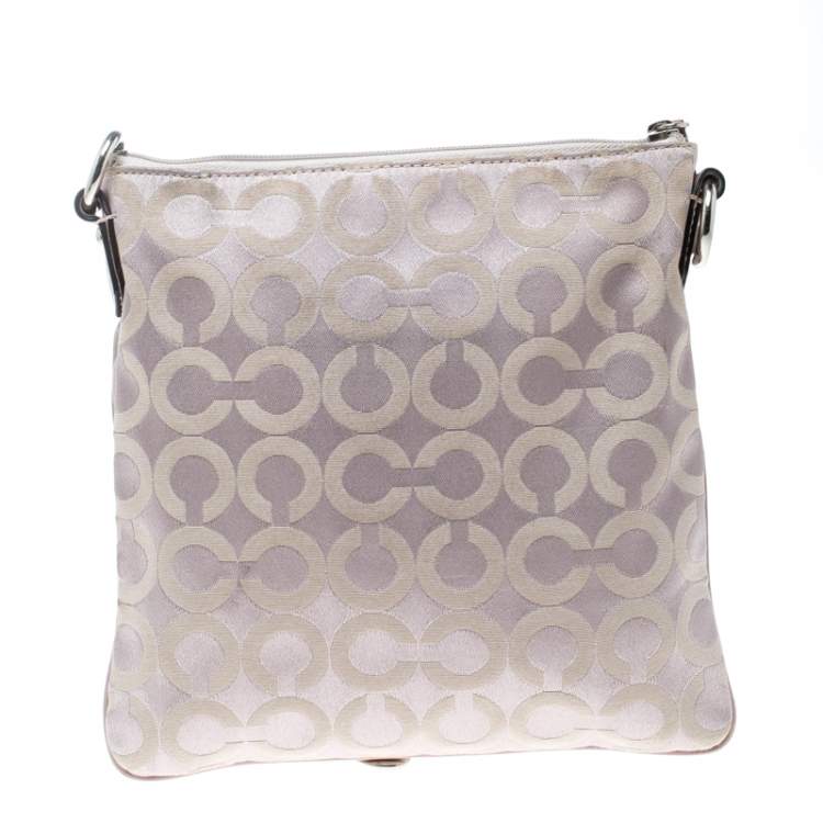 Pre Owned Coach Lilac Signature Fabric Opt Art Crossbody Bag