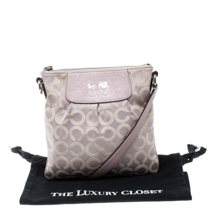 Pre Owned Coach Lilac Signature Fabric Opt Art Crossbody Bag