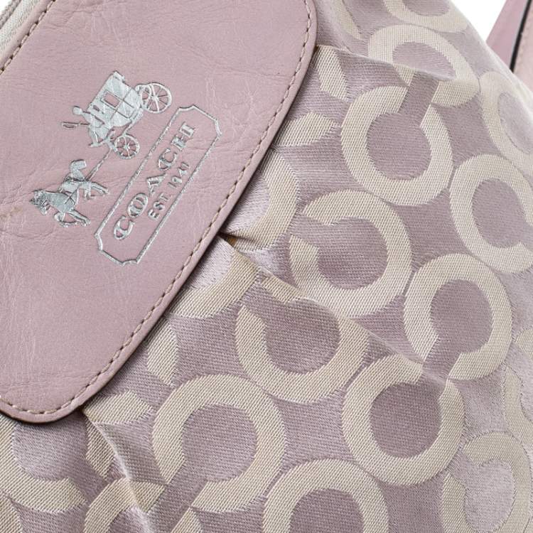 Pre Owned Coach Lilac Signature Fabric Opt Art Crossbody Bag
