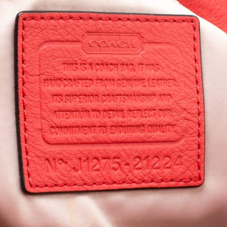 Pre Owned Coach Coral Red Leather Hobo