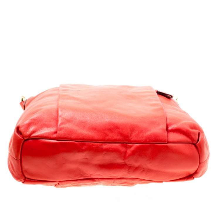 Pre Owned Coach Coral Red Leather Hobo