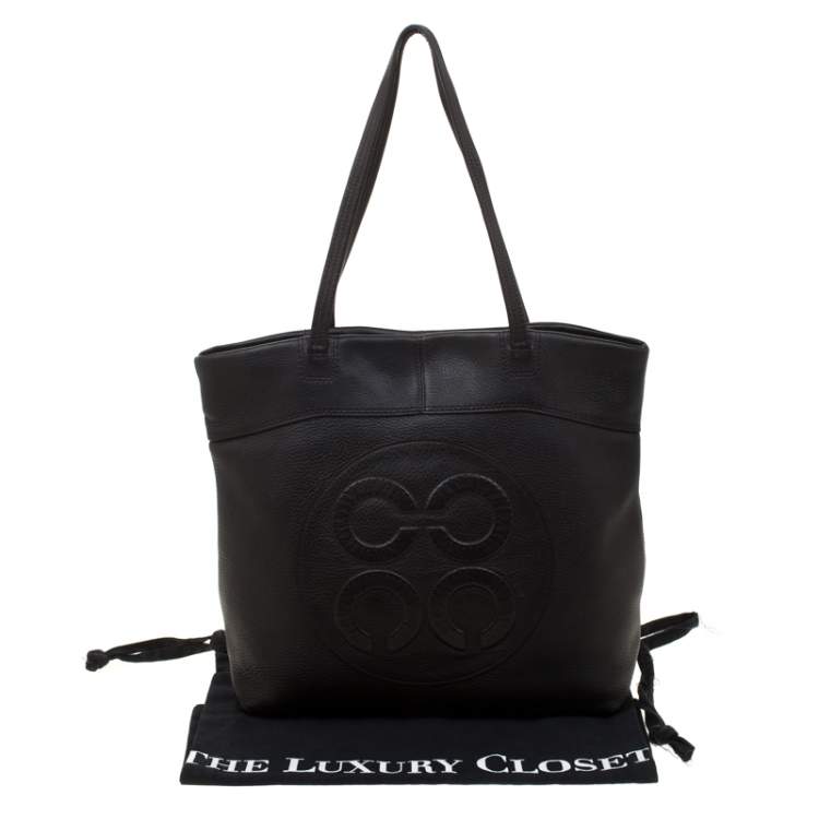 Pre Owned Coach Black Leather Shopper Tote