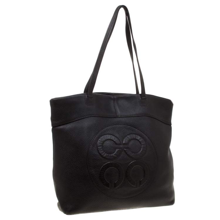 Pre Owned Coach Black Leather Shopper Tote