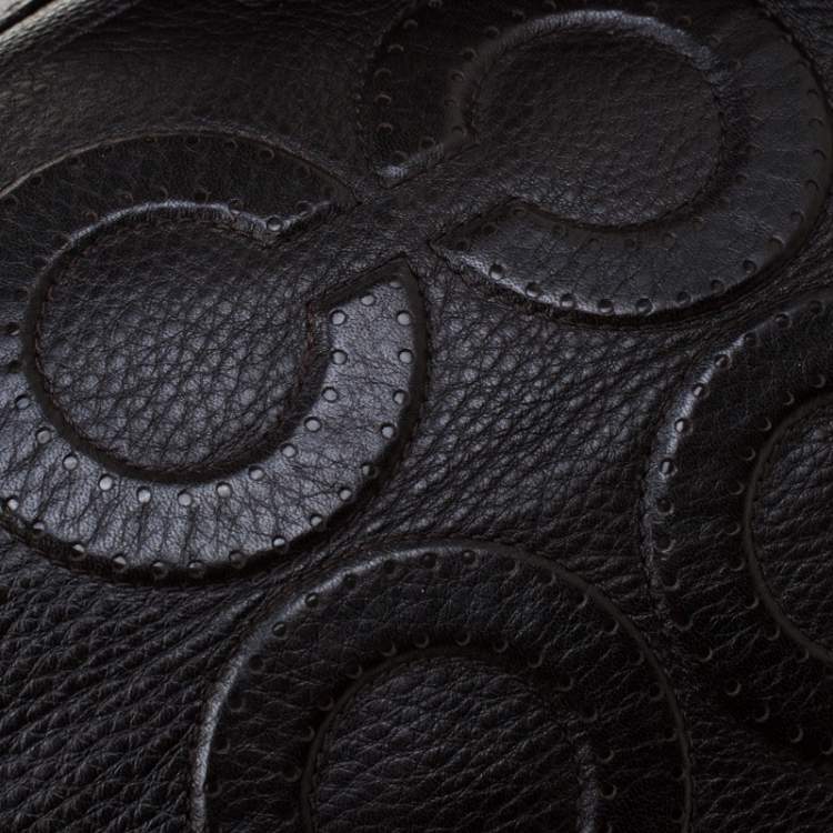 Pre Owned Coach Black Leather Shopper Tote