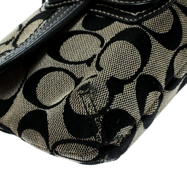 Pre Owned Coach Black/Grey Legacy Signature Wristlet Clutch 