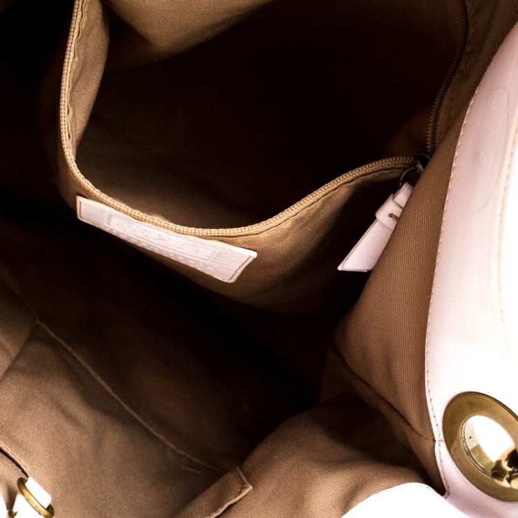 Pre Owned Coach Beige/White Printed Canvas and Leather Hobo
