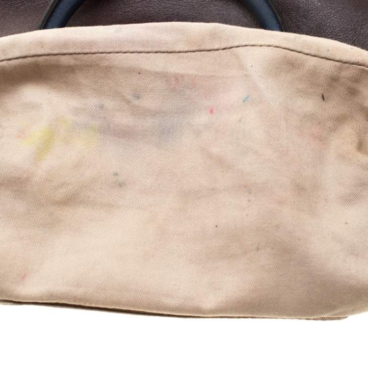 Pre Owned Coach Brown/Blue Leather Tanner Legacy Tote