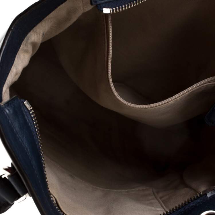 Pre Owned Coach Brown/Blue Leather Tanner Legacy Tote