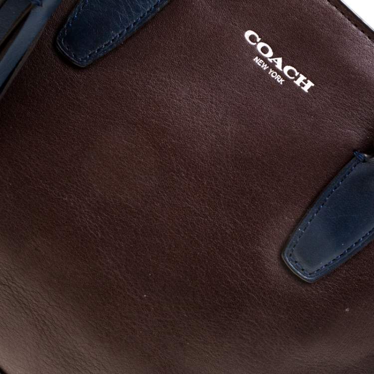 Pre Owned Coach Brown/Blue Leather Tanner Legacy Tote