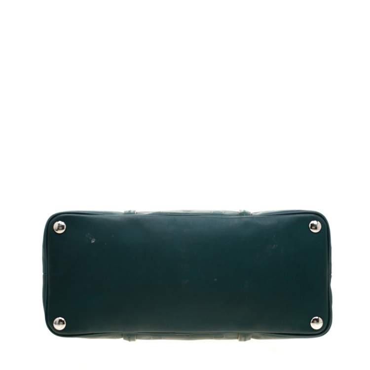 Pre Owned Coach Deep Green Signature Leather Dome Satchel