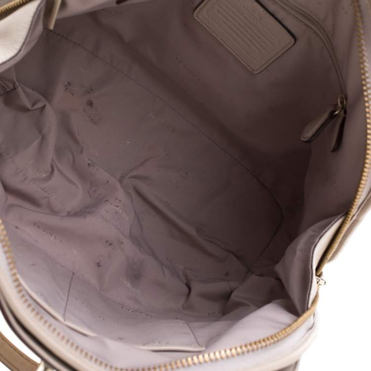 Pre Owned Coach Beige Leather Street Prince Satchel