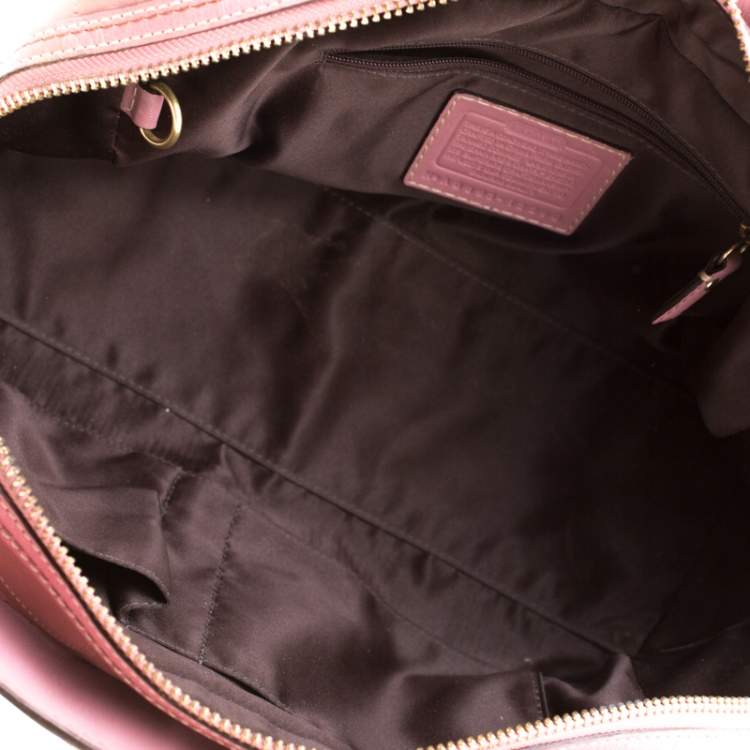 Pre Owned Coach Pink Leather Pocket Turnlock Satchel
