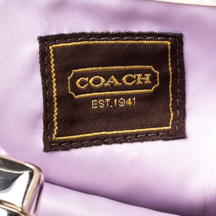 Pre Owned Coach Cream Leather Clutch 