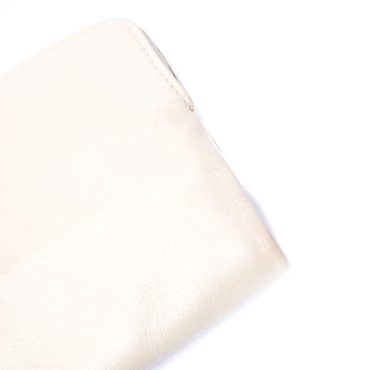 Pre Owned Coach Cream Leather Clutch 
