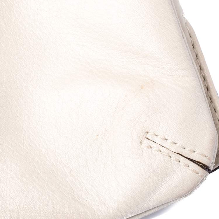 Pre Owned Coach Cream Leather Clutch 