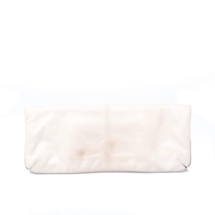 Pre Owned Coach Cream Leather Clutch 