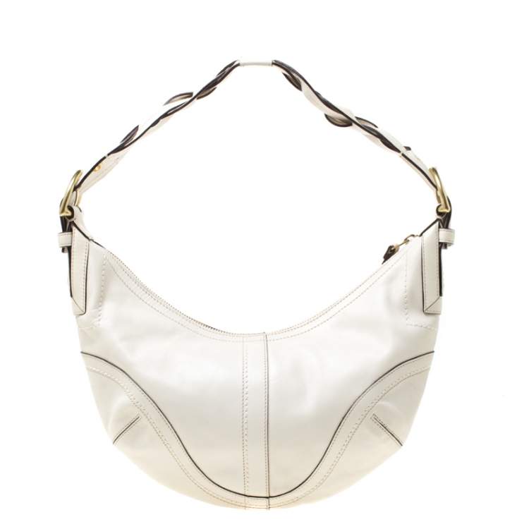 Pre Owned Coach Cream Leather Hobo