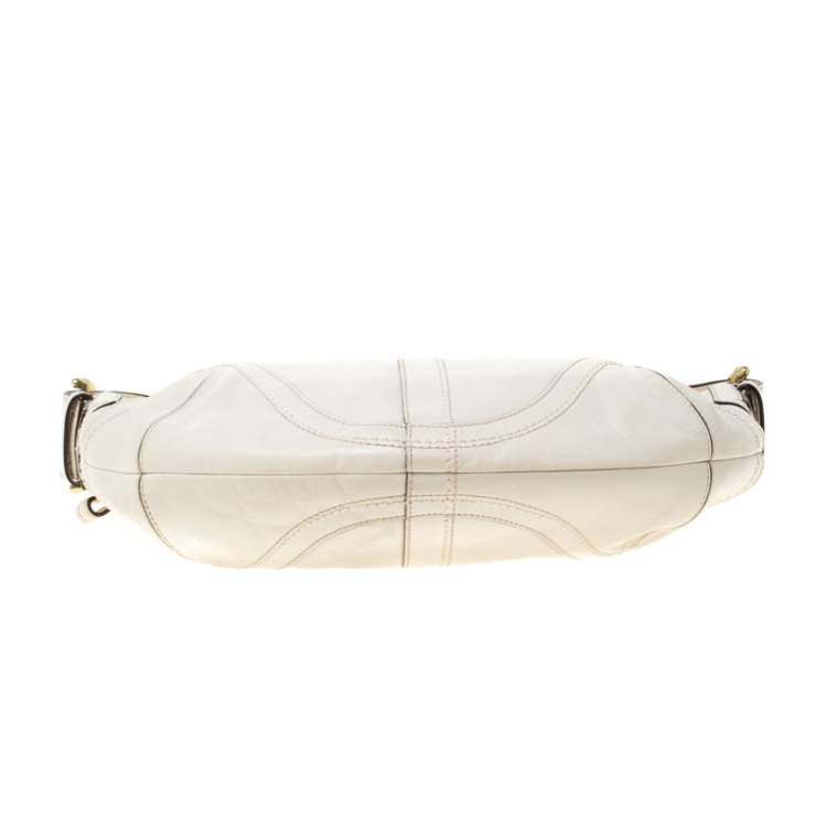 Pre Owned Coach Cream Leather Hobo