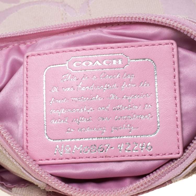Pre Owned Coach Pink Signature Canvas Swingpack Crossbody Bag