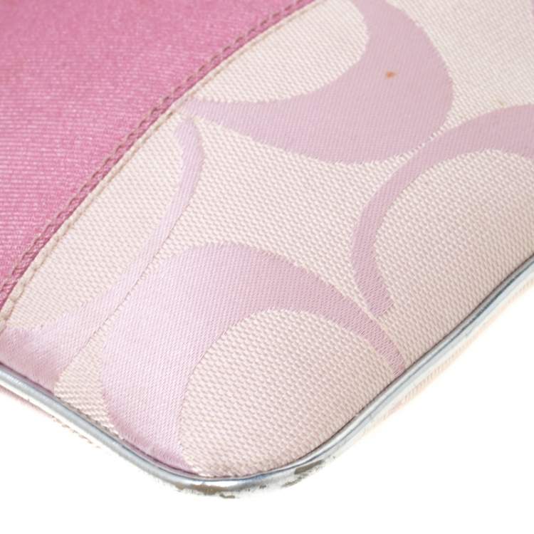Pre Owned Coach Pink Signature Canvas Swingpack Crossbody Bag