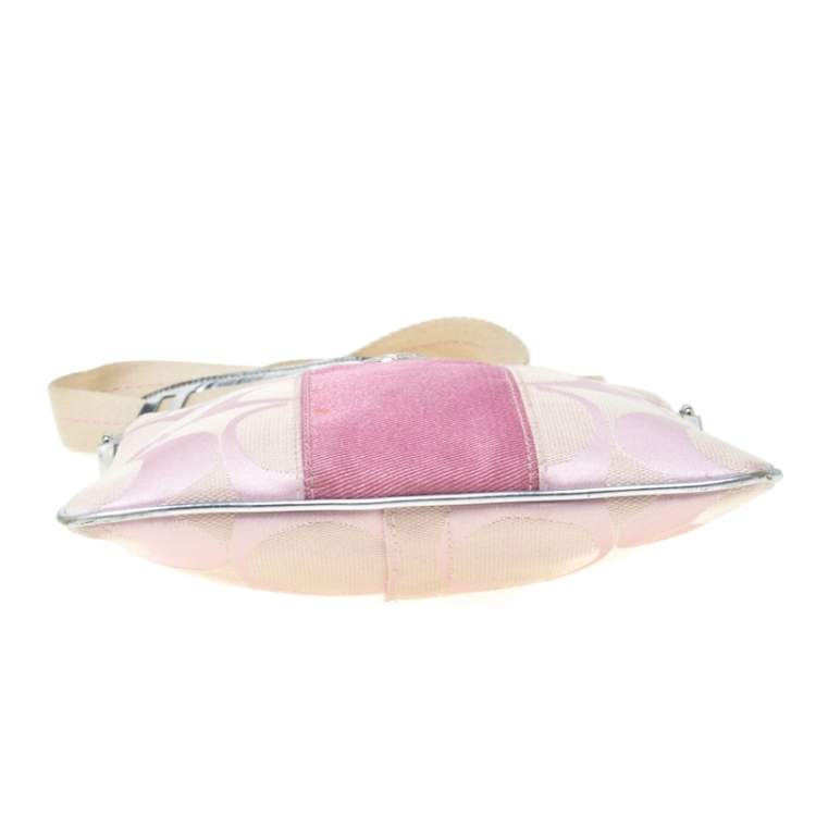 Pre Owned Coach Pink Signature Canvas Swingpack Crossbody Bag