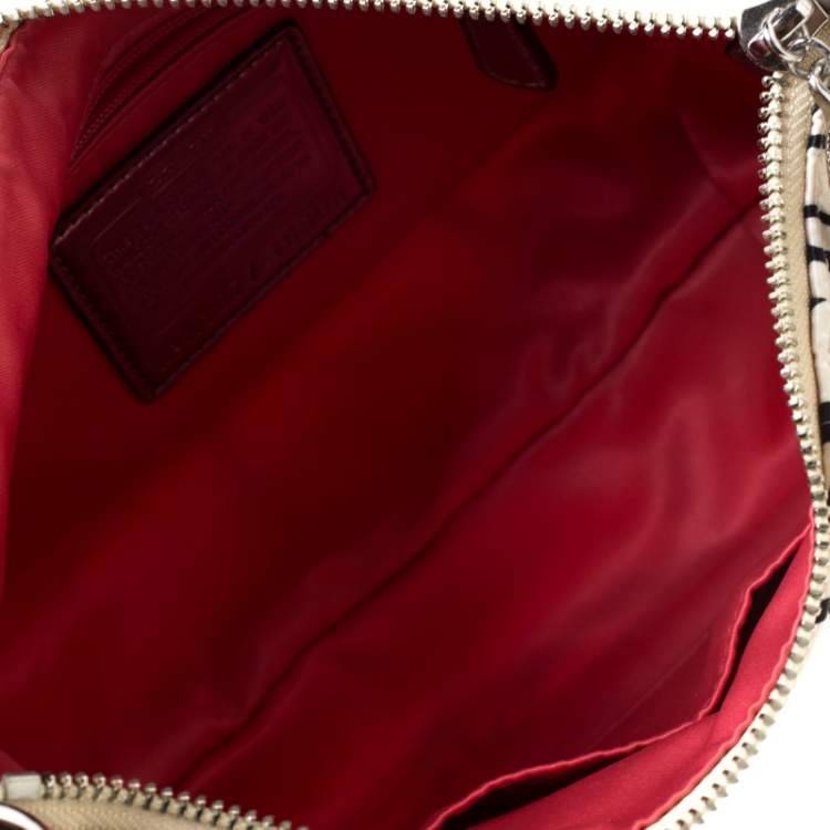 Pre Owned Coach Multicolor Satin and Leather Poppy Shoulder Bag