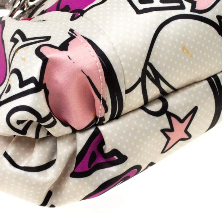 Pre Owned Coach Multicolor Satin and Leather Poppy Shoulder Bag