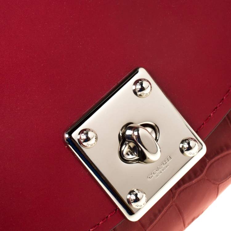 Pre Owned Coach Red Leather Drifter Carryall In Mixed Top Handle Bag