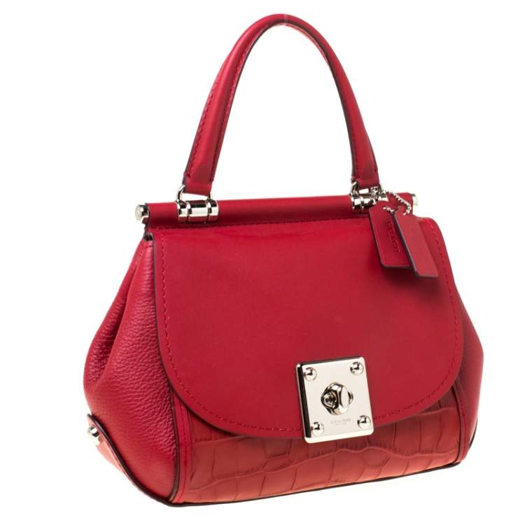 Pre Owned Coach Red Leather Drifter Carryall In Mixed Top Handle Bag