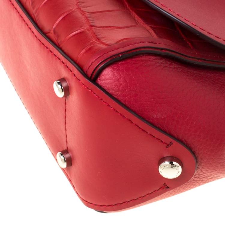 Pre Owned Coach Red Leather Drifter Carryall In Mixed Top Handle Bag