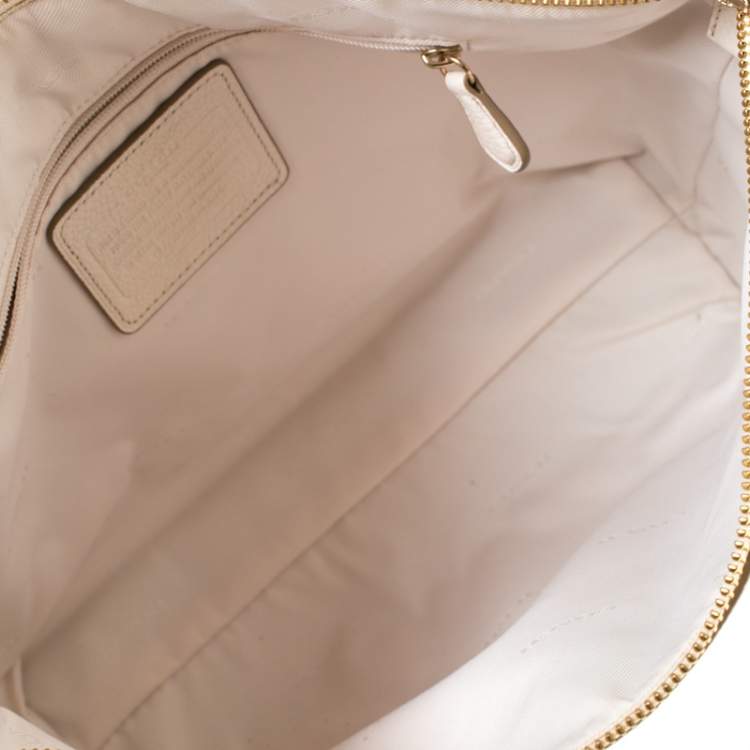 Pre Owned Coach Cream Pebbled Leather Prairie Satchel 