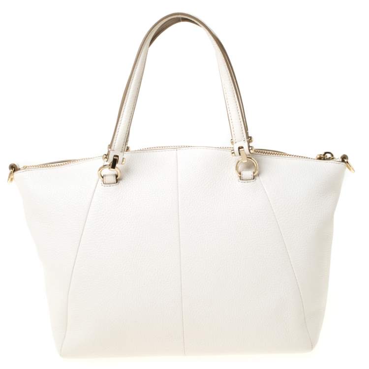 Pre Owned Coach Cream Pebbled Leather Prairie Satchel 